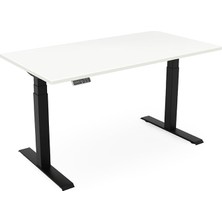 Updo Plus Çift Motorlu Elektrikli Yükseklik Ayarlı Masa - 25MM Tabla - Siyah Ayak (Beyaz, 120X80)