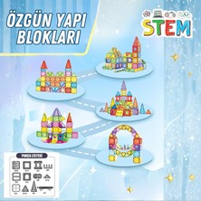 Solira Store - 100 Parça 7,5 cm Manyetik Yapı Blokları Seti – Arabalı, Güçlü Mıknatıslı, Stem Eğitici Renkli Oyuncak