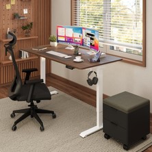 Uprise Comfort Çift Motorlu Yükseklik Ayarlı Masa (72–121 Cm) - Beyaz (Beyaz Ayak/ceviz Tabla, 160X80 Cm)