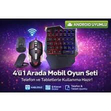 5 In 1 Mobil Oyun Seti, Telefon ve Tablet Uyumlu, Oyun Klavyesi, Fare, Pubg Dönüştürücü, Android, Siyah