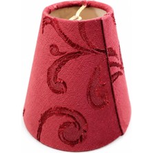 Bordo Kumaş Aplik, Abajur Lamba Şapkası, Işleme Desenli, Modern Tasarım, 12CM Yükseklik, 12.5cm Çap, 1 Adet