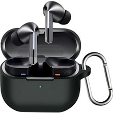 Pratik Ev Samsung Galaxy Buds 3-Pro-3 Fe Uyumlu Siyah Ekstra Kalın Koruyucu Kılıf ve Taşıma Askısı