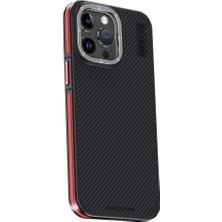 Joko Apple iPhone 15 Pro Kılıf Aramid 600D Kevlar Karbon Fiber Magsafe Kapak - Kırmızı