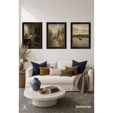 Jeraverse Mektuplar ve Uzak Yollar 3'lü Çerçeveli Vintage Tablo Seti - 15 x 21 Antik Maun