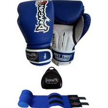 Do Cool Lime Hakiki Deri Kick Boks Eldiveni, Muay Thai, 14 Oz, Bandajlı 2li Set, Siyah