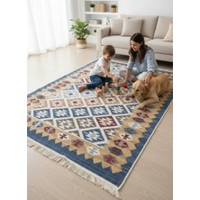 Dokuma Pamuklu Kilim, Çift Taraflı Farklı Renklerde Kullanılabilir, Çamaşır Makinesinde Yıkanabilir Premium Dokuma Kilim, Halı, Yolluk (80 * 150CM)