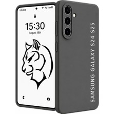 Samsung S24 / S25 ile Uyumlu Kılıf, Içi Kadife Kaplamalı Ince Sıvı Silikon Kapalı Kamera Tam Koruma Yumuşak Silikon Kapak, Gri