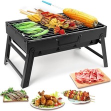 Taşınabilir Katlanabilir Mangal 43 cm Kömürlü Kamp Izgara Paslanmaz Çelik Barbekü