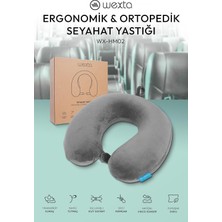 Ergonomik Ortopedik Seyahat Boyun Yastığı, Visco Sünger, Gri, 30X30 cm