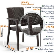 Markiz Rattan Koltuk Sandalye, 4 Adet, Kahverengi, 58X62X88 Cm, HK-700