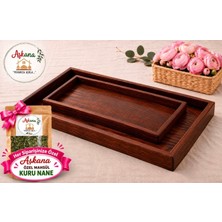 Barotti Bambu Ikili Tepsi Seti, Servis & Sunum Tepsisi | 20×30 cm – 35×25 cm, Acı Kahverengi (Koyu Ton)