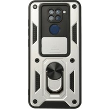 Xiaomi Redmi Note 9 Kılıf Pars Lens Yüzüklü Silikon - Gümüş
