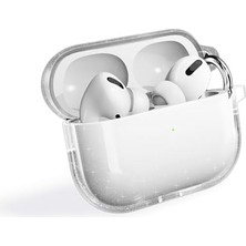 Pratik Ev Apple Airpods Pro 2 Uyumlu Airbag 32 Parlayan Simli Saydam Kılıf, Şeffaf