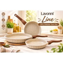 Lavonni Line 3 Parça Döküm Tava Seti Cappucıno – Yanmaz Yapışmaz, Eşit Isı Dağılımlı Profesyonel Kızartma & Yemek Tava Seti