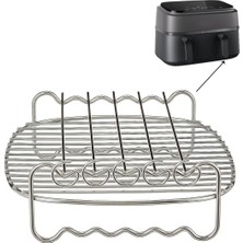 3000 Serisi Çift Hazneli Airfryer NA350/00 9 Lt Philips Ile Uyumlu Yağsız Fritöz Izgara Teli ve 5 Adet Şiş