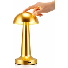 (2 Adet) Mantar Tasarımlı Şarjlı Dokunmatik LED Masa Lambası Gold