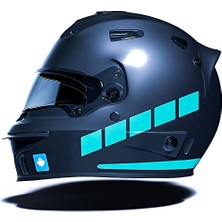 Pratik Ev Şerit Tasarımlı Nane Yeşili Motosiklet Kask Sticker