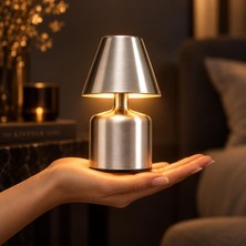 Şarj Edilebilir LED Masa Lambası, Dokunmatik 3 Renk Modlu, Kablosuz Metal Abajur, USB Şarjlı Komodin Gece Lambası, Yatak Odası Salon Masaüstü Aydınlat