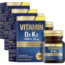 D3K2 120 Tablet - 1000 Iu D3 Vitamini, 25 Mcg K2 Vitamini (3 Paketi)
