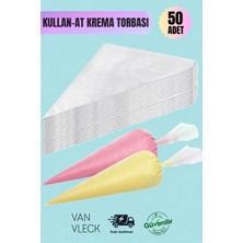 Van Vleck 50’li Kullan At Krema Sıkma Torbası - Pasta, Kek, Krem Şanti Süsleme Poşeti, Hijyenik Set