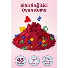 Farbu Oyuncak Sihirli Eğitici Oyun Kumu 1000 gr 43 Parça Kinetik Kum Seti Alfabe ve Sayı 3D Kalıplı Çocuk Oyuncağı