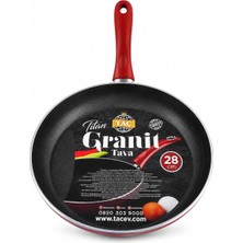 Titan Granit Tava 28 cm – Yapışmaz Nonstick Kaplama, Ergonomik Kırmızı Saplı, Çizilmeye Dayanıklı, Kolay Temizlenebilir Tava