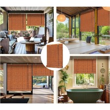 Panama Rattan Stor Perde, Doğal Hasır Desen,jaluzi,uv Dayanıklı Özel Plastik Malzeme,su ile Temizlenebilir. (Hasır Görünümlü Kahverengi, 150X180 Cm)