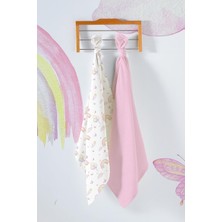 Çok Amaçlı Bebek Müslin Örtüsü 2'li Set 75X75 cm Soft Rainbow DESENLI%100 Pamuk