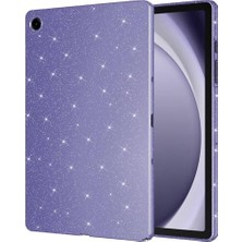 Pratik Ev Galaxy Tab A9 Plus ile Uyumlu Simli Parlak Görünümlü Tablet Koton Kılıf Derin Mor