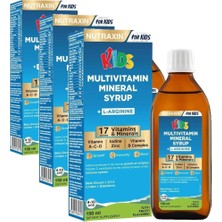 Kids Multivitamin Mineral Şurup 150 ml – 17 Vitamin ve Mineral, L-Arjinin, Kara Mürver, Beta Glukan, Çocuklar Için Bağışıklık ve Gelişim Desteği (3 Pa