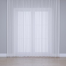 Fabric Design Folded Keten Plus Pileli Tül Perde (Sık Pile (1 x 3), Optik Beyaz, 100 x 200)