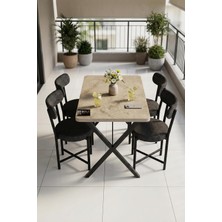 Mutfak Masası 4 Sandalyeli Set 110X70 cm Modern Bahçe Cafe Masa Takımı 4 Kişilik Tedy 9883 Anstrasit