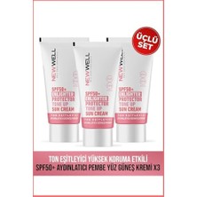 Pratik Ev 3 Adet Ton Eşitleyici Yüksek Koruma Etkili SPF50 Aydınlatıcı Pembe Yüz Güneş Krem 50 Ml, T10001