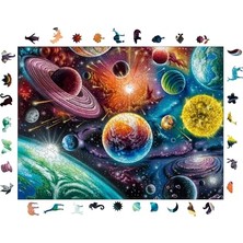 Pratik Ev Uzayda Kozmik Senfoni Ahşap Yetişkin Puzzle 450 Parça, 29 x 39 Cm, Yapıştırıcı Folyo Dahil, Benzersiz Şekilli Parçalar ve Özel Figürler, R1-07