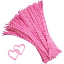 Pratik Ev Şönil 30 cm 25'li 1 Paket Pembe Renkli Tüylü Tel Okul Öncesi Anasınıfı Kreş Hobi Eğitici Şönil