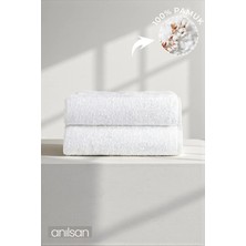 Anılsan 2'li Düz Beyaz Banyo Havlusu - 70x140 Cm, 490 Gr, %100pamuk, Spa Ve Otel Havlusu