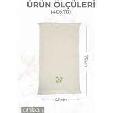 Anılsan 2'li Bej Yeşil Zeytin Detaylı Mutfak Havlusu %100 Pamuk - 40x70 cm El ve Yüz Havlusu