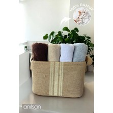 Anılsan 6'lı Düz Beyaz El Havlusu - 50x90 Cm, 225 Gr, %100 Pamuk, Spa Ve Otel Havlusu