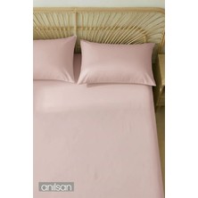 Anılsan Camelia Çift Kişilik Düz Ranforce Çarşaf Set- Pudra %100 Pamuk