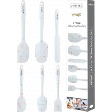Pratik Ev 6'lı Beyaz Spatula Seti, Noktalı Tasarım