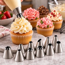 Mianna 12 Parça Paslanmaz Çelik Krema Duy Seti Pasta Cupcake Süsleme Ucu