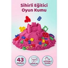 Farbu Oyuncak Sihirli Eğitici Oyun Kumu 1000 gr 43 Parça Kinetik Kum Seti Alfabe ve Sayı 3D Kalıplı Çocuk Oyuncağı
