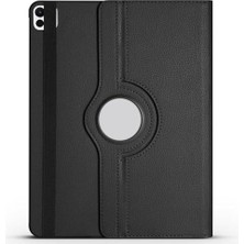 Pratik Ev Apple iPad Pro 13 2025 M5 ile Uyumlu Kılıfı Suni Deri 3 Farklı Ayarlanabilen 2 Farklı Stand Olabilen 360 Dönebilen Darbe Korumalı Tablet Kılıfı Siyah
