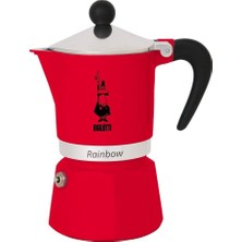-: 3 Cups Ocak Üstü Espresso Pişirici - 130ML - Kırmızı Renk - Alüminyum Gövde - Patentli Güvenlik Valfi - Tüm Ocak Türleri Için Uygundur (Indüksiyon