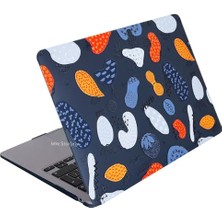 Pratik Ev MacBook Air 13.6 Inç A2681 A3113 A3240 A3449 M2 M3 M4 M5 Uyumlu Meyve Desenli Parlak Sert Kapak, Siyah Kılıf
