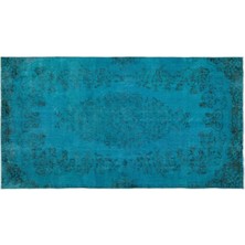 Apex Halı El Dokuması Vintage Yün-Pamuk Turkuaz Halı 23533 155 x 290 cm