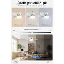 2ın1 Goes LED Işık ve Fan Sessiz 3 Renk Modu ve 3 Hız Modu Kumandalı Tavan Vantilatörlü LED Ampul