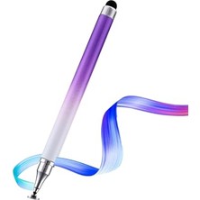 Pratik Ev Universal Telefon Tablet Için 2in1 Disk Uçlu Stylus Dokunmatik Çizim KALEMI-AL4765 (Mor)