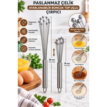 Plastmarket Paslanmaz Çelik Ayarlanabilir Metal Boncuk Top Uçlu Çırpıcı Sos Karıştırıcı Top Uçlu Yumurta Çırpıcı