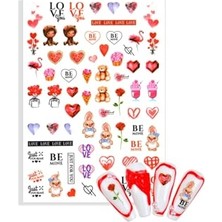 Pratik Ev Kırmızı-Pembe Tırnak Süsleme Stickerı, Dövme ve Tattoo
